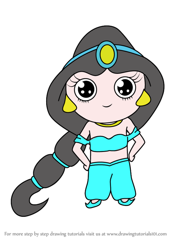 567x800 Learn How To Draw Kawaii Princess Jasmine (Kawaii Characters) Step
