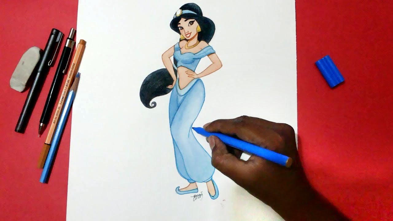 1280x720 How To Draw Disney's Princess Jasmine From Aladdin