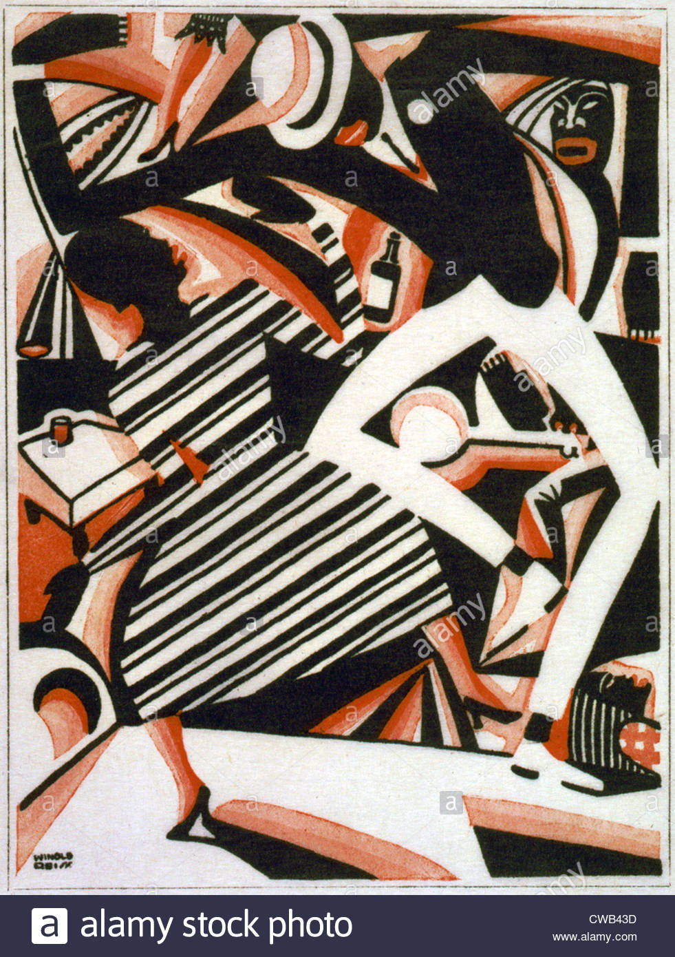 981x1390 Drawing In Two Colors, Or Interpretation Of Harlem Jazz, Painting