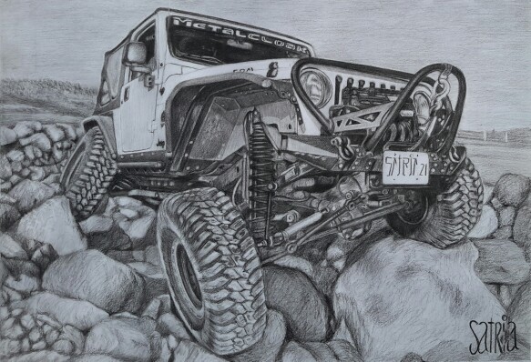 583x398 Jeep Drawing Pencil Pencil On Paper Artis By Satria Putra