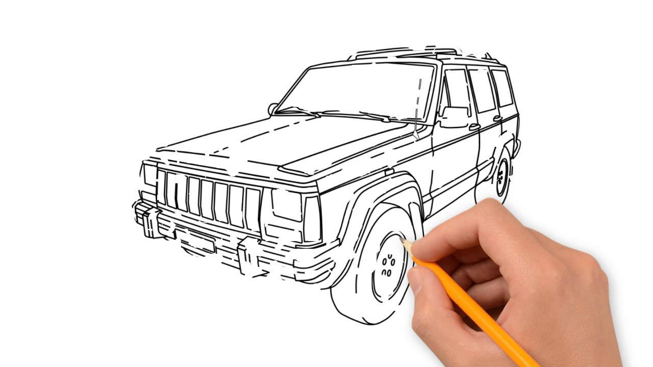 1280x720 Jeep Transport With A Pencil To Draw Step By Step