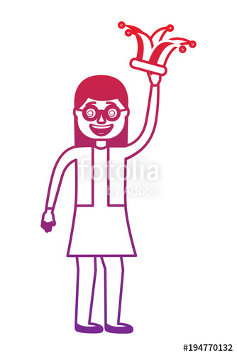 334x500 Cheerful Woman With Glasses And Jester Hat Vector Illustration