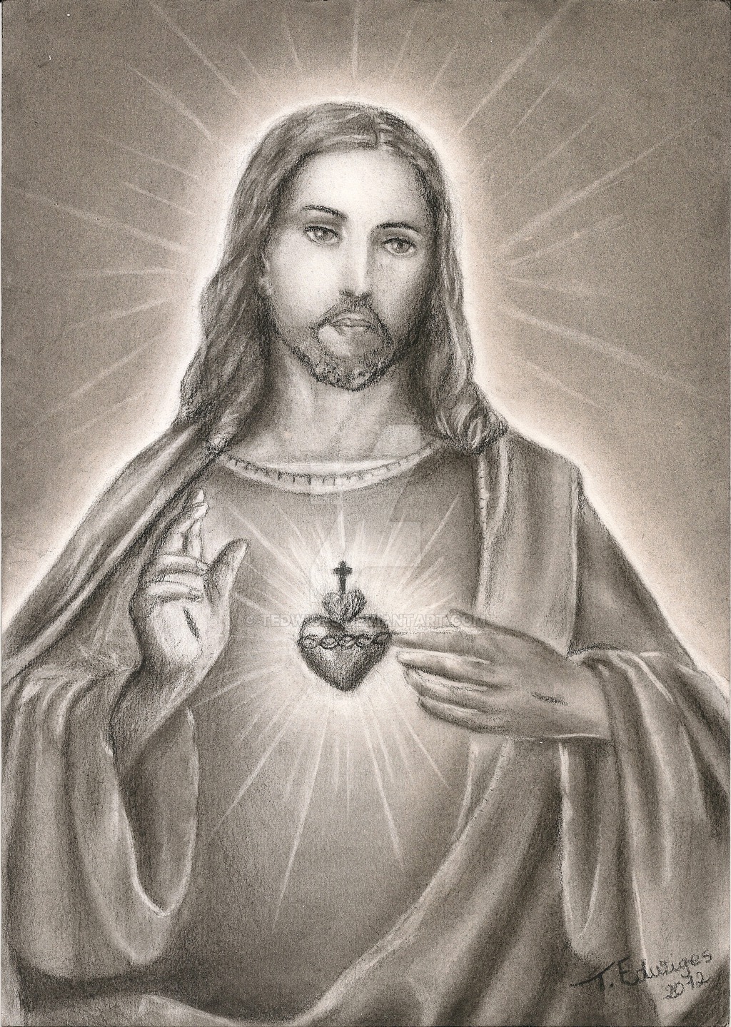1024x1439 Sacred Heart Of Jesus By Tedwiges