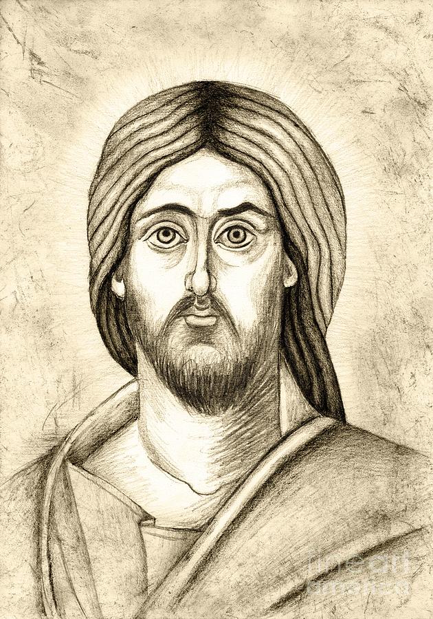 630x900 Jesus Christ Pantokrator Drawing By Joanna Cieslinska