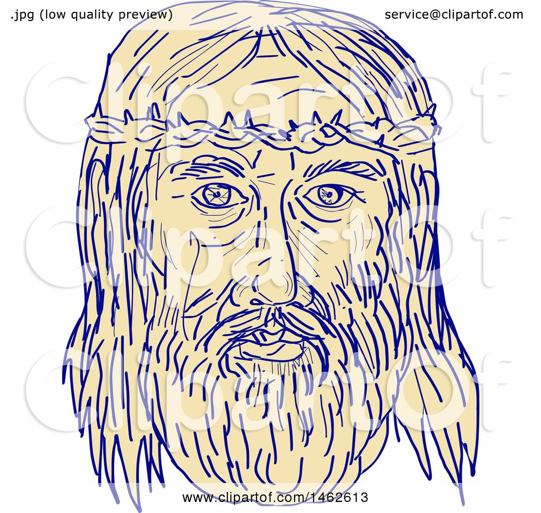 1080x1024 Clipart Of The Face Of Jesus Christ With Crown Of Thorns,