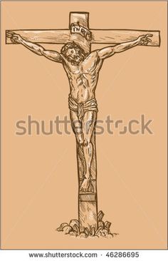 236x366 Vector Hand Drawn Sketch Illustration Of Jesus Christ Hanging