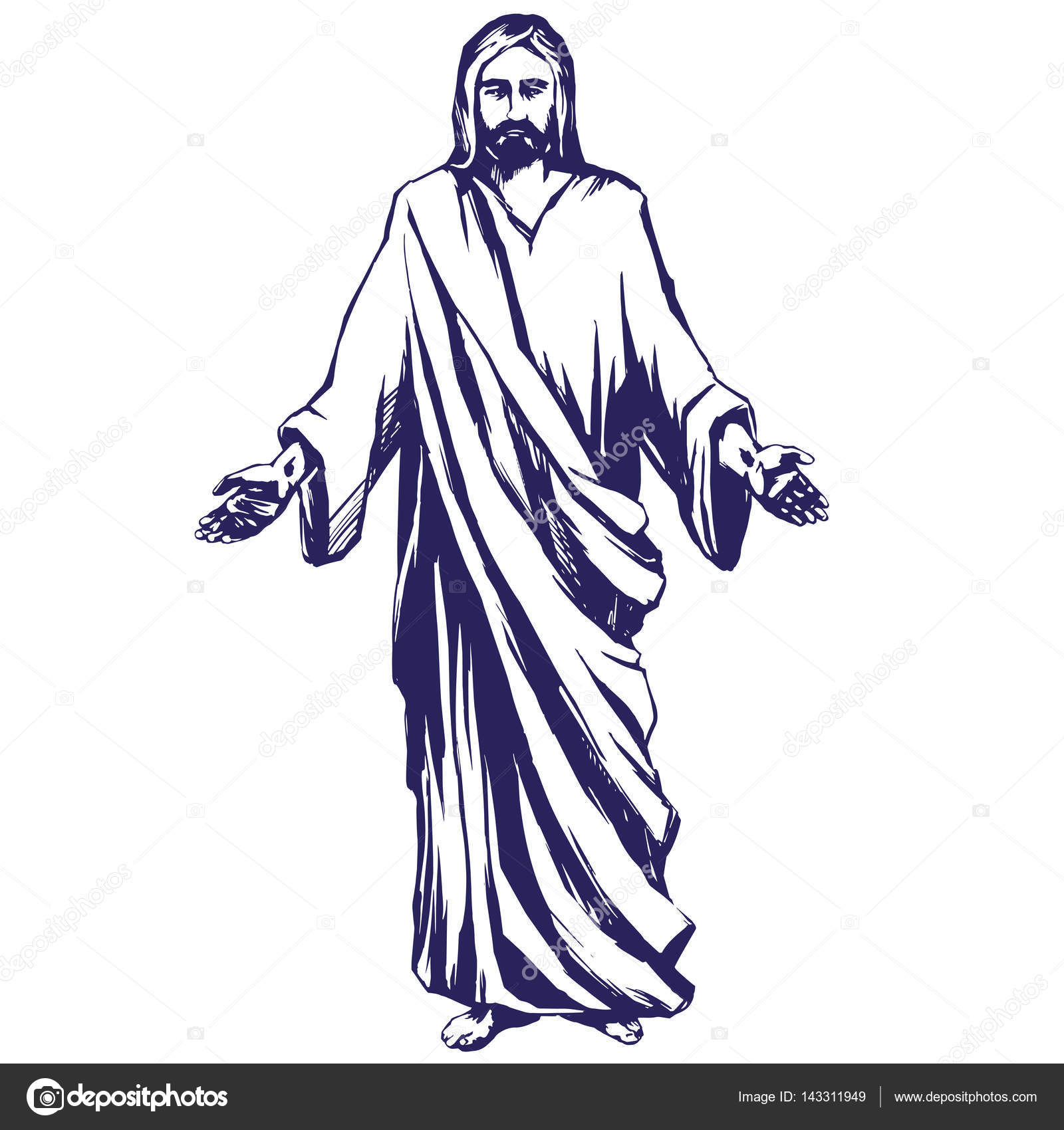 1600x1700 Jesus Christ, The Son Of God , Symbol Of Christianity Hand Drawn