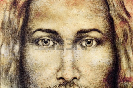 450x300 Grey Pencils Drawing Of Jesus Stock Photo, Picture And Royalty