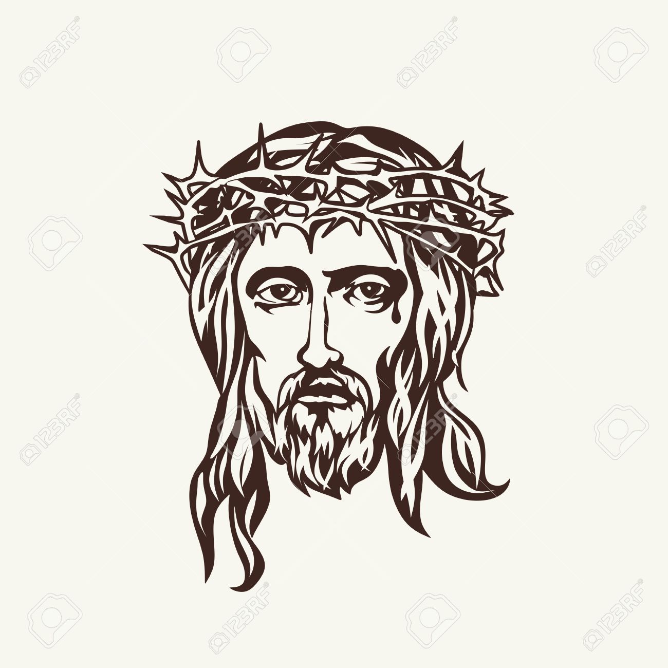 1300x1300 Face Of Jesus Hand Drawn Royalty Free Cliparts, Vectors, And Stock