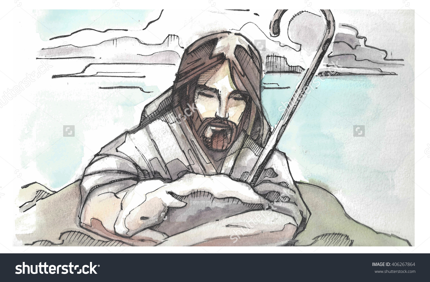 1500x984 Hand Drawn Watercolor Illustration Or Drawing Of Jesus Christ Good