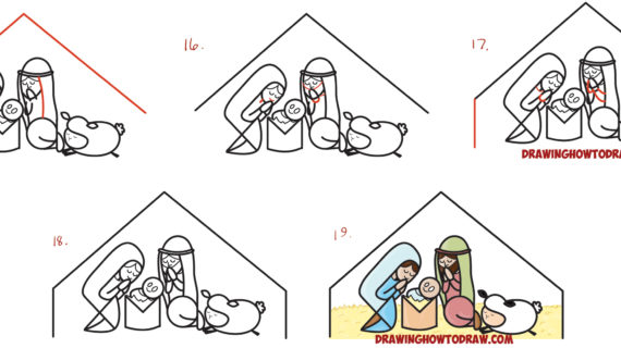 570x320 Simple Nativity Scene Drawing How To Draw Cartoon Nativity Scene