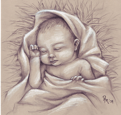500x476 Drawing Of Baby Jesus Baby Jesus Dandy Drawings