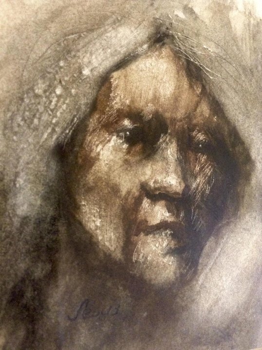 538x720 Jesus Tafoya Watercolor Painting Portrait Of A Woman Study