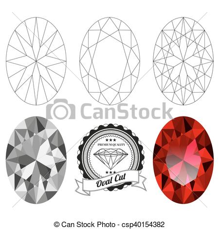 450x470 Set Of Oval Cut Jewel Views Isolated On White Background