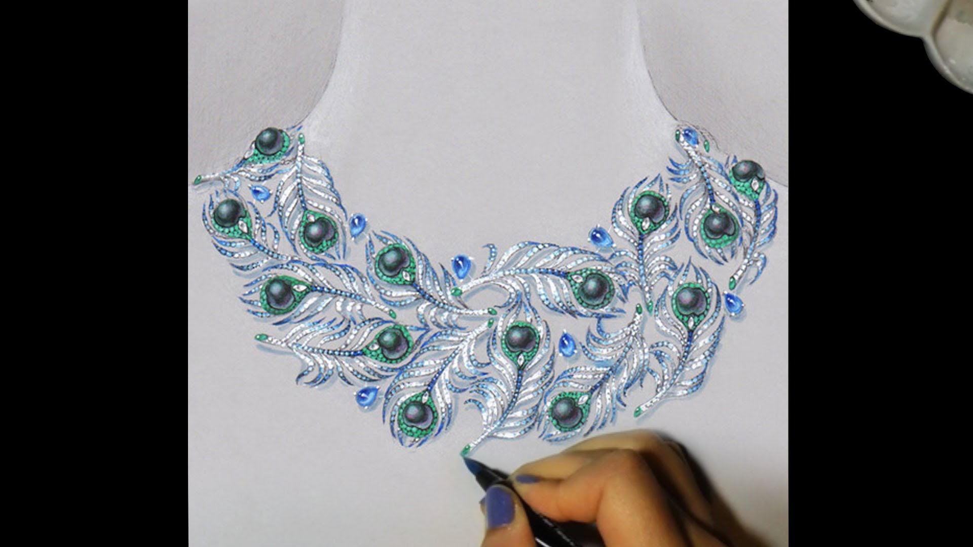 1920x1080 Jewelry Sketching Peacock Necklace