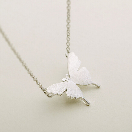 435x435 S925 Silver Jewelry Drawing Butterfly Necklace Clavicle In Pendant