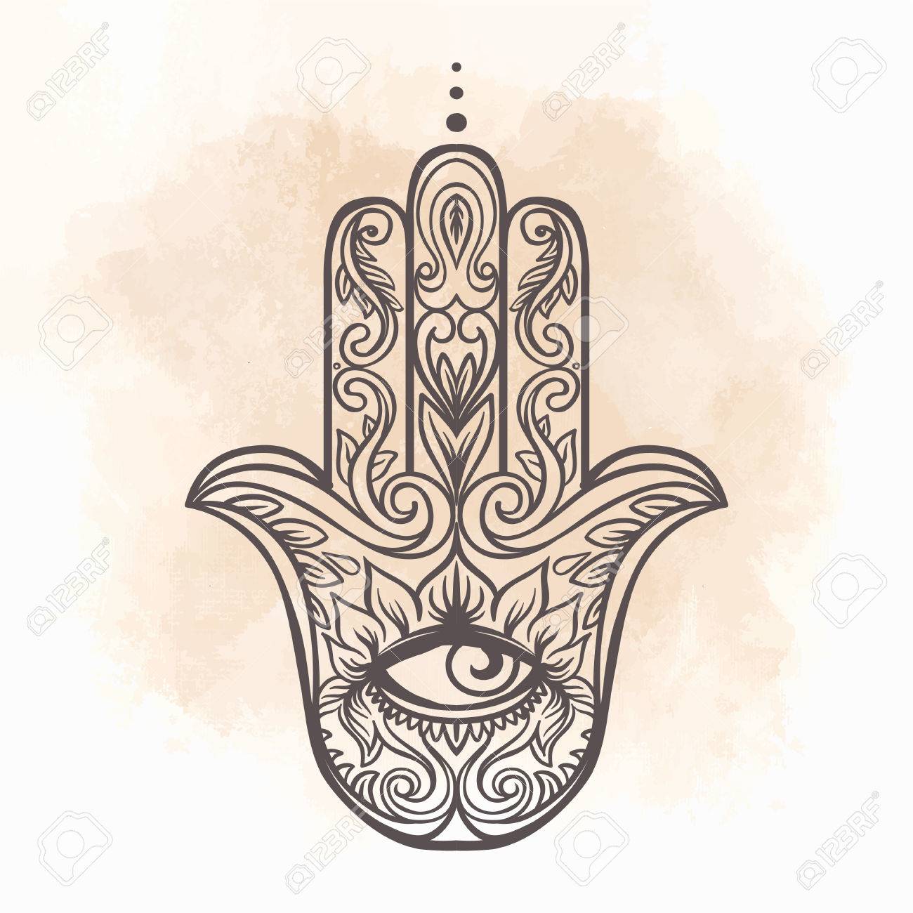 1300x1300 Ornate Hand Drawn Hamsa. Popular Arabic And Jewish Amulet Royalty
