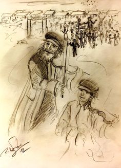 236x327 Roman Kramsztyk (1885 1942) Old Jew With Children.this Drawing Was