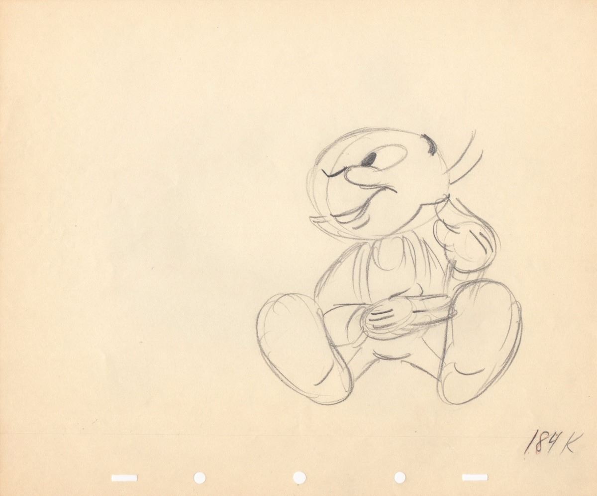 1200x996 Original Production Drawing Of Jiminy Cricket (Disney, 1943)