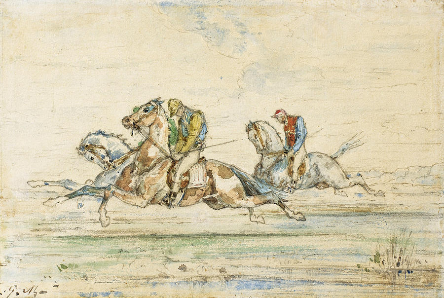 900x604 Horse Race With Jockey Drawing By Gustave Moreau