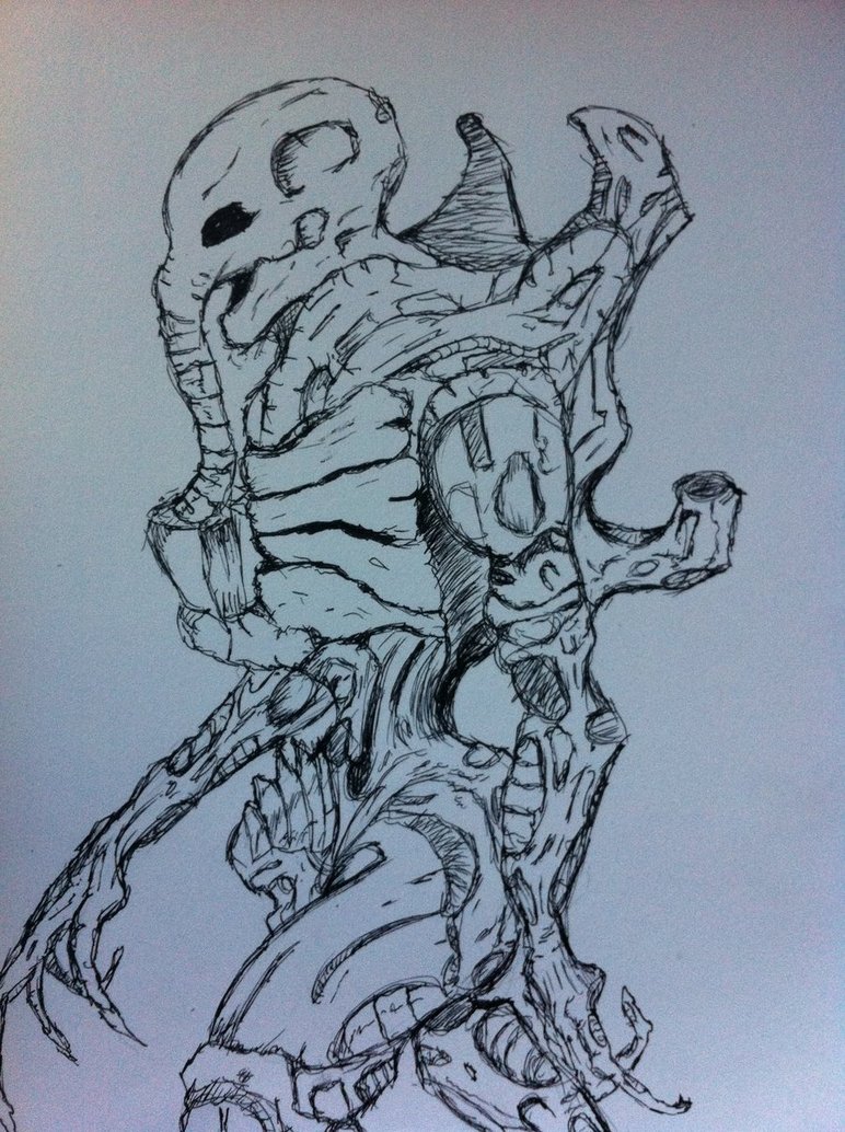 772x1034 Space Jockey Pen Sketch Drawing. By Diegoe05