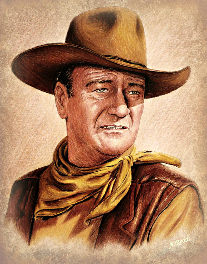 704x900 John Wayne Colour Version Drawing By Andrew Read