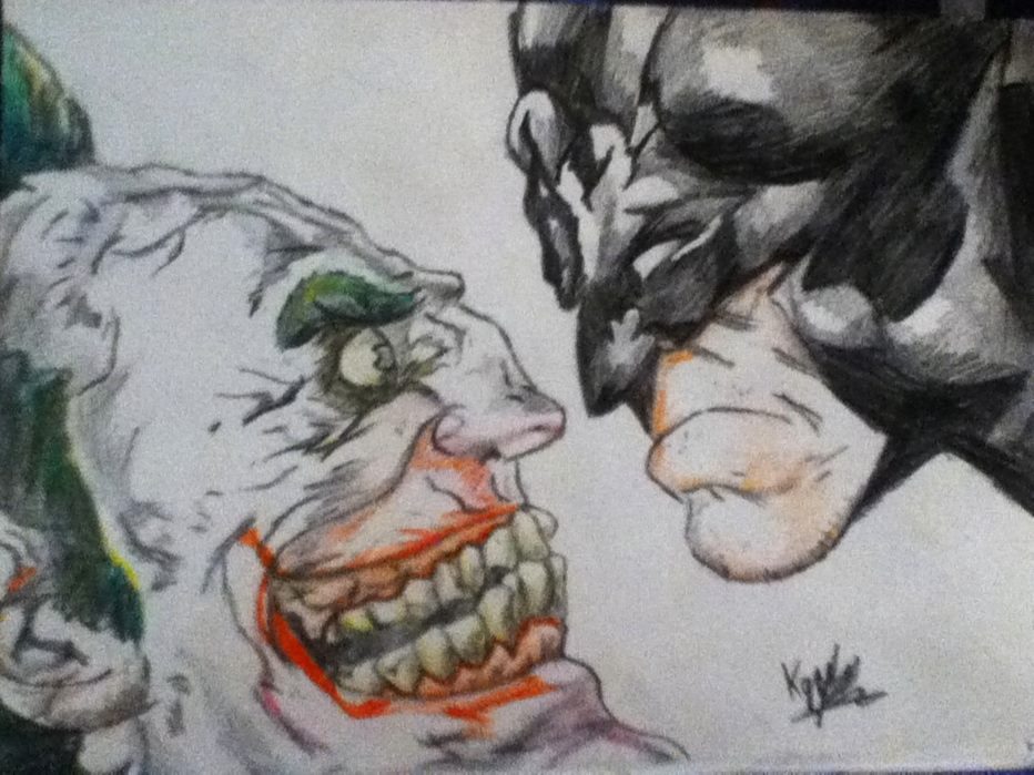 932x699 Batman And Joker Drawing By Griffami