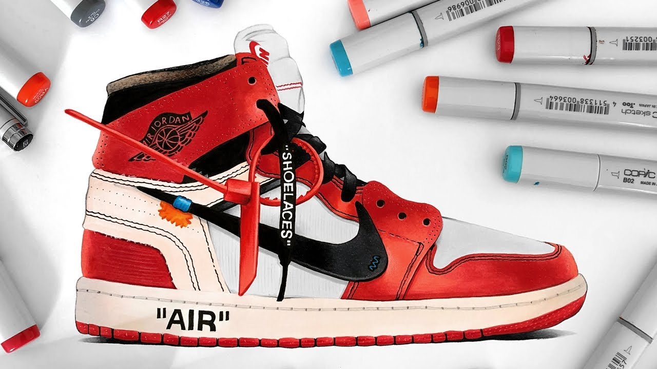 1280x720 Drawing Off White X Nike Air Jordan 1