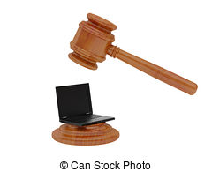 240x195 Laptop Judge Gavel Mallet. A 3d Illustration Of Wooden Stock