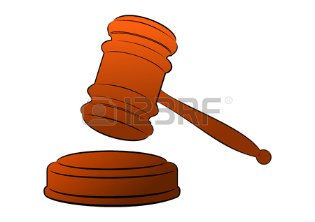 450x318 Wooden Judge's Gavel With A Golden Stripe Illustration. Royalty