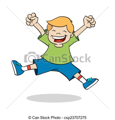 450x470 Boy Jumping While Smiling. A Happy Boy, Jumps In The Air Vectors