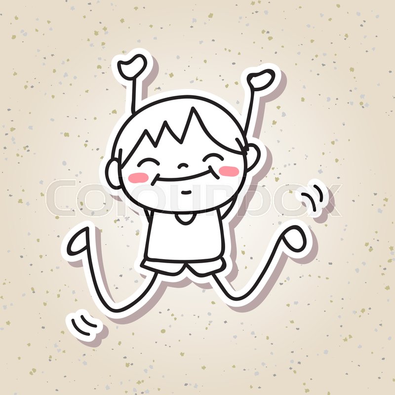 800x800 Hand Drawing Cartoon Concept Happiness, Happy Kid, Boy Jump