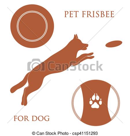 450x470 Silhouette Of Jumping Dog And Frisbee. Label For Pet Shop . Eps