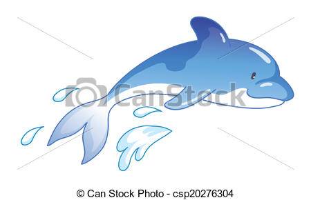 450x290 Cute Cartoon Dolphin Jumping Out Of Water Vector Clipart