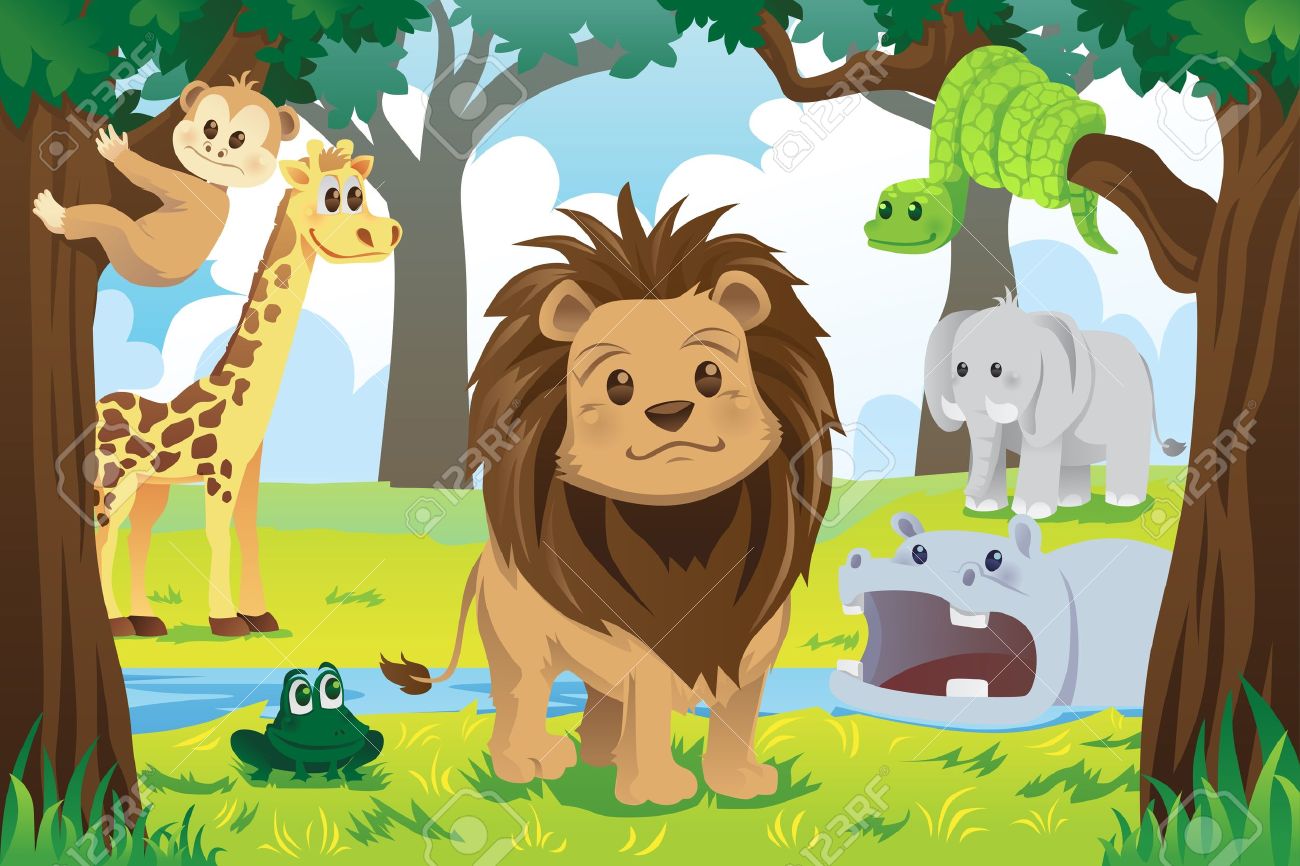 1300x866 A Vector Illustration Of Wild Jungle Animals In The Animal Kingdom