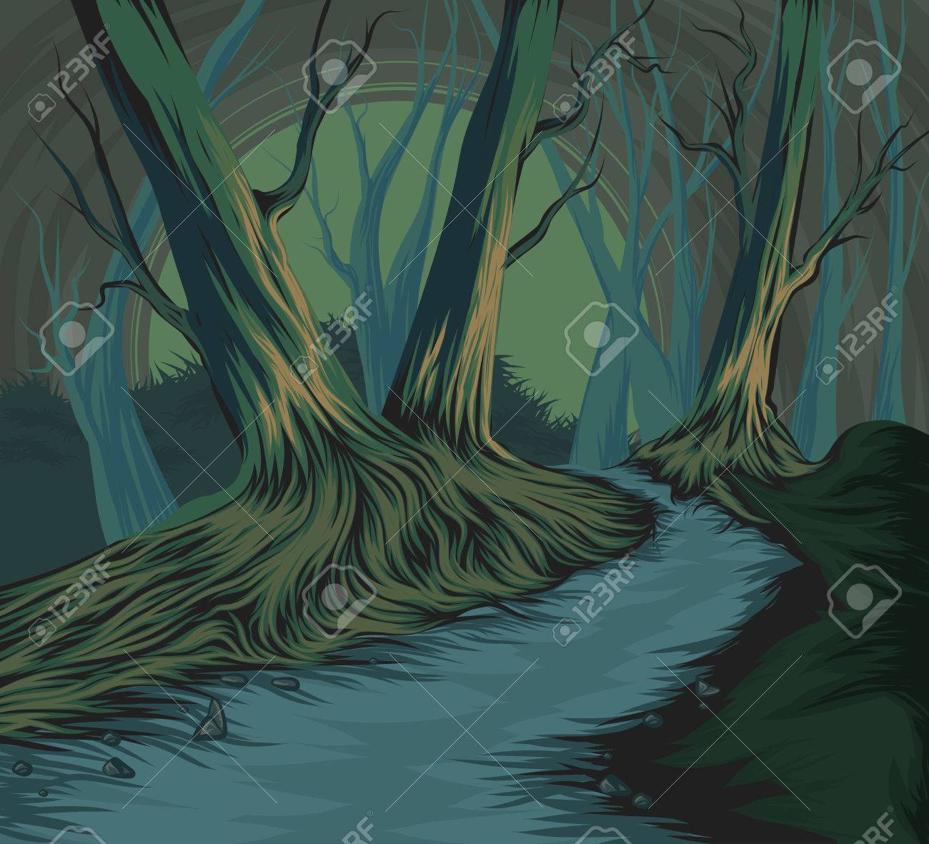 1300x1181 Forest Vector Hand Drawing Nature Landscape Background Royalty