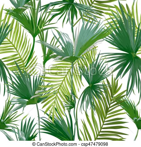 450x470 Tropical Palm Leaves, Jungle Leaves Seamless Vector Floral Eps