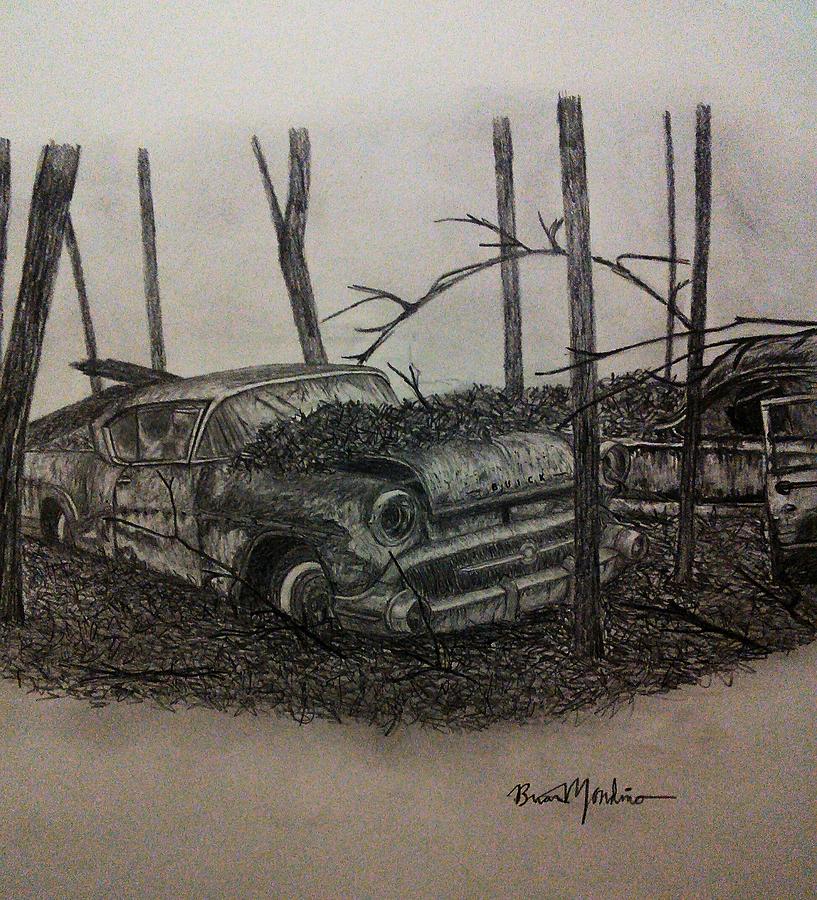 817x900 Junkyard Drawing By Brian Mondino