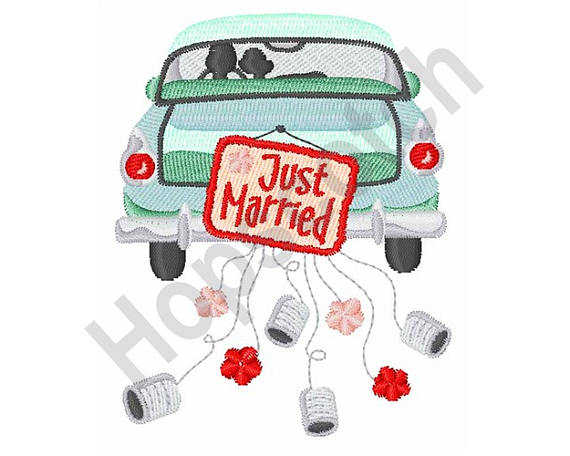 570x456 Just Married Car Machine Embroidery Design