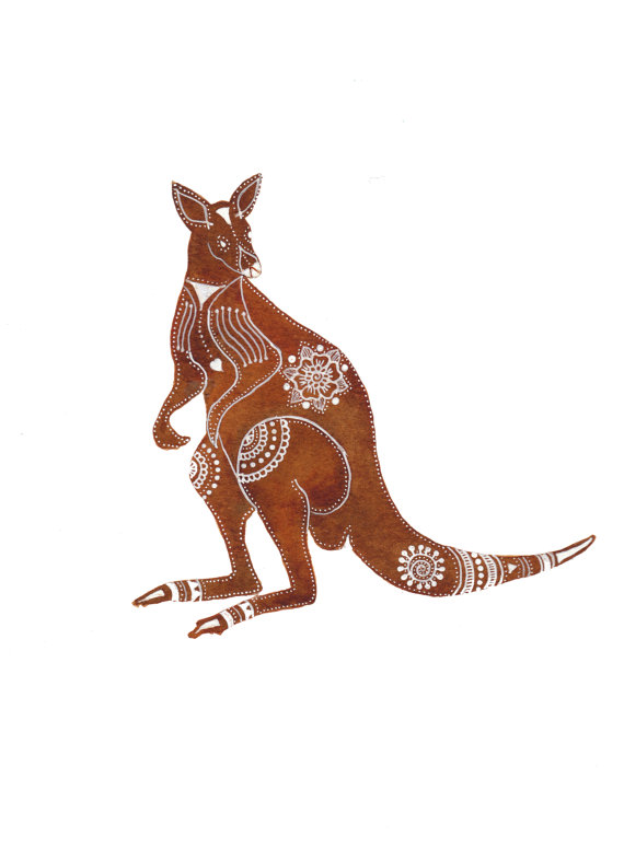 570x786 Redbrown Kangaroo Archival Art Print By Magamerlina On Etsy