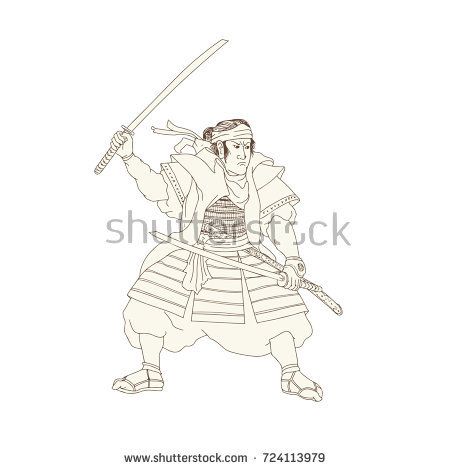 450x470 Woodblock Drawing Sketch Style Illustration Of Samurai Warrior