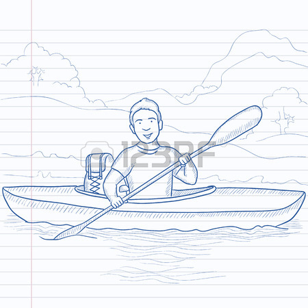 450x450 Young Traveling Man Riding Kayak On The River With Skull