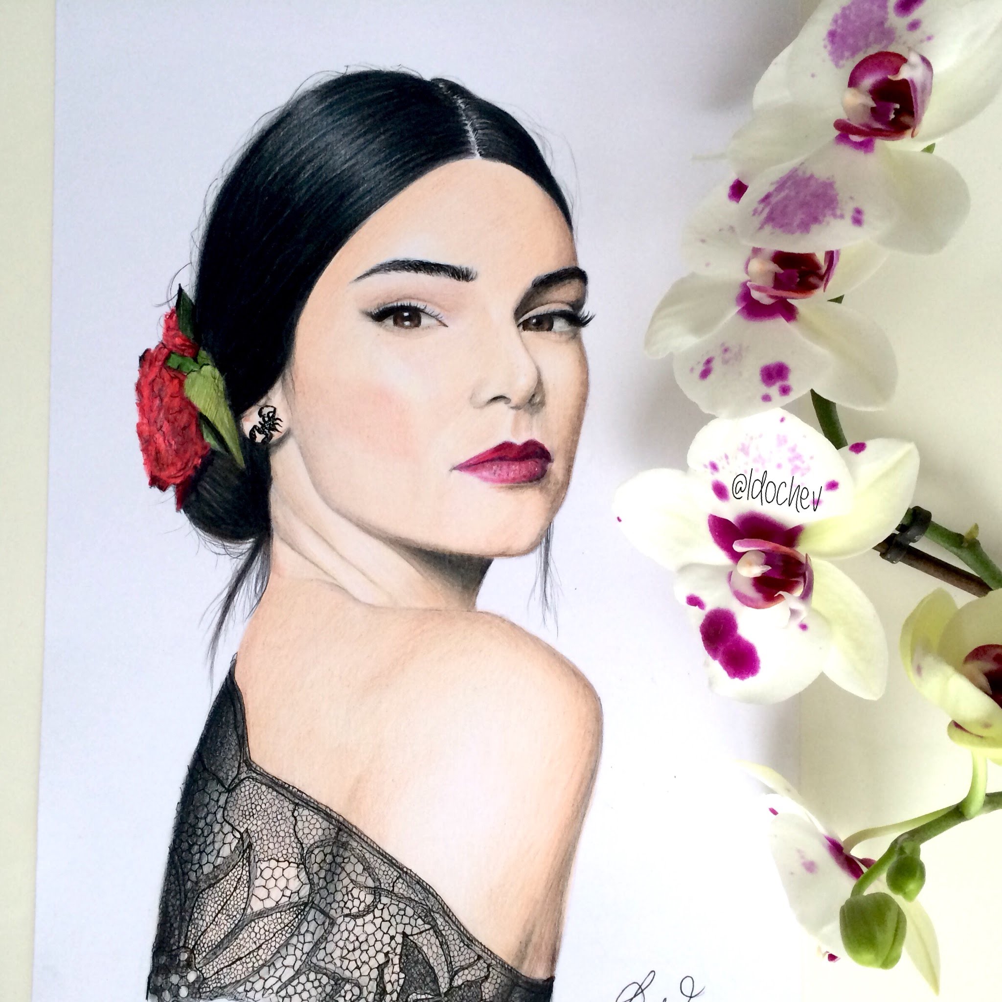 2048x2048 Kendall Jenner Speed Drawing By Lyubomir Dochev