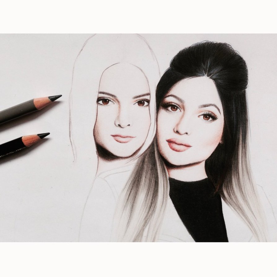 894x894 Kendall And Kylie Jenner Drawing By Carolin Eli