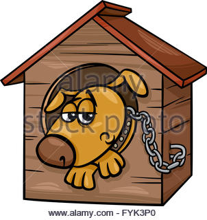 302x320 Vector Drawing Of The Dog In Kennel On White Background Stock