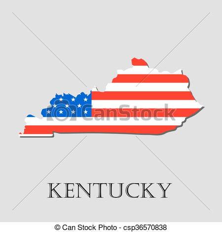 450x470 Map State Of Kentucky In American Flag
