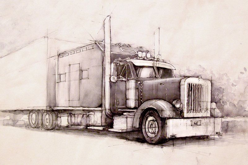 800x534 Pencil Drawings Of Semi Trucks Kenworth Truck Drawings Trucks