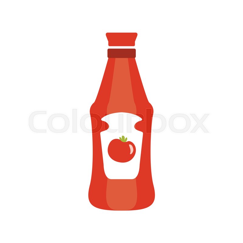800x800 Red Plastic Bottle With Tomato Ketchup Primitive Cartoon Icon