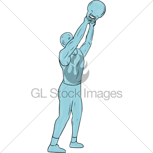 500x500 Athlete Fitness Kettlebell Swing Drawing Gl Stock Images