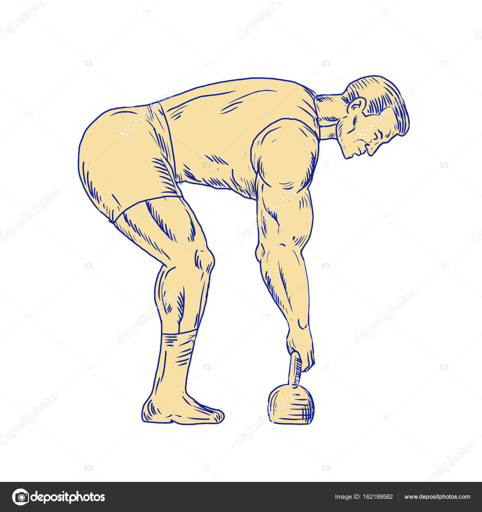 1600x1700 Superhero Lifting Kettlebell Drawing Stock Vector Patrimonio